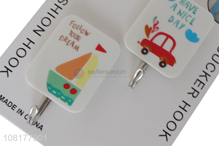 Cheap price cute pattern 2pieces household sticky hooks for sale