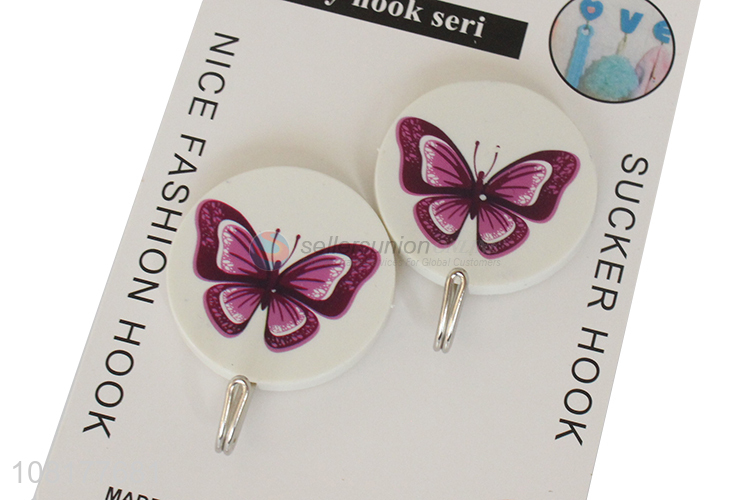 Yiwu market butterfly pattern 2pieces sticky hooks for household