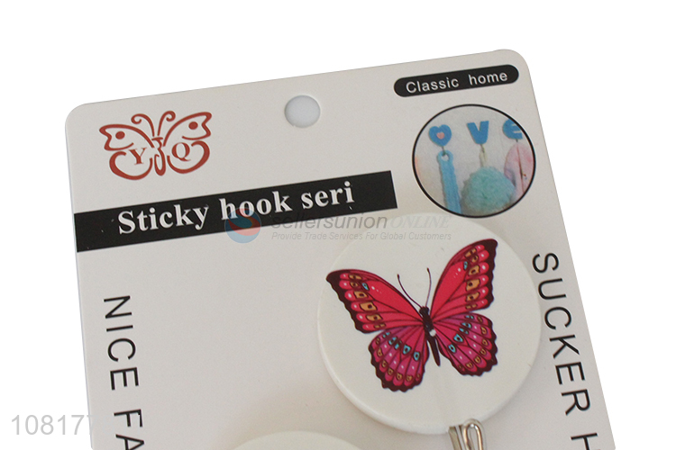 Latest design butterfly pattern household sucker hook sticky hooks