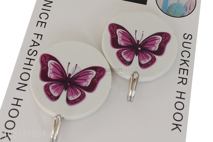 Yiwu market butterfly pattern 2pieces sticky hooks for household
