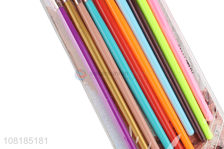 Latest 10 Pieces Makeup Brush Colorful Handle Soft Eyeshadow Brush