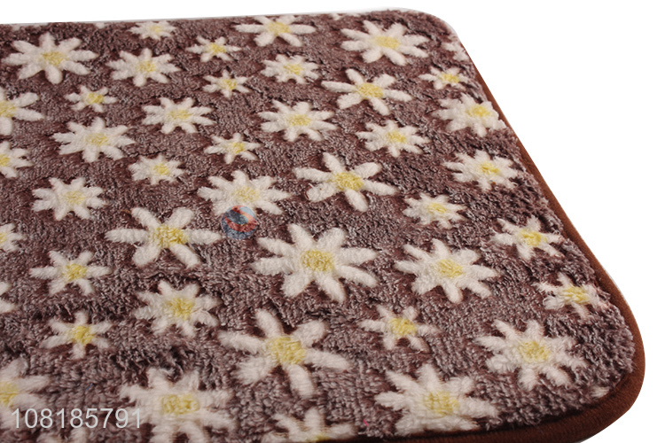 High quality soft polyester flower pattern floor mat for sale