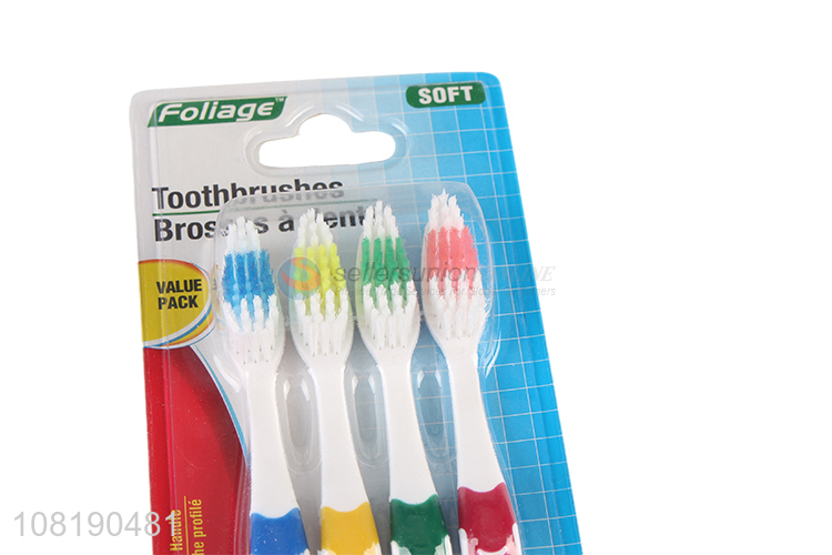 Good Quality 4 Pieces Nylon Toothbrush Value Pack For Adults