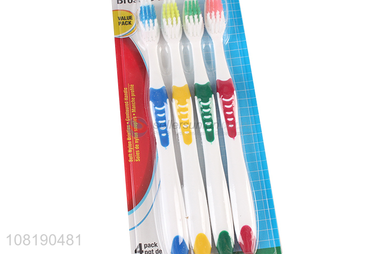 Good Quality 4 Pieces Nylon Toothbrush Value Pack For Adults