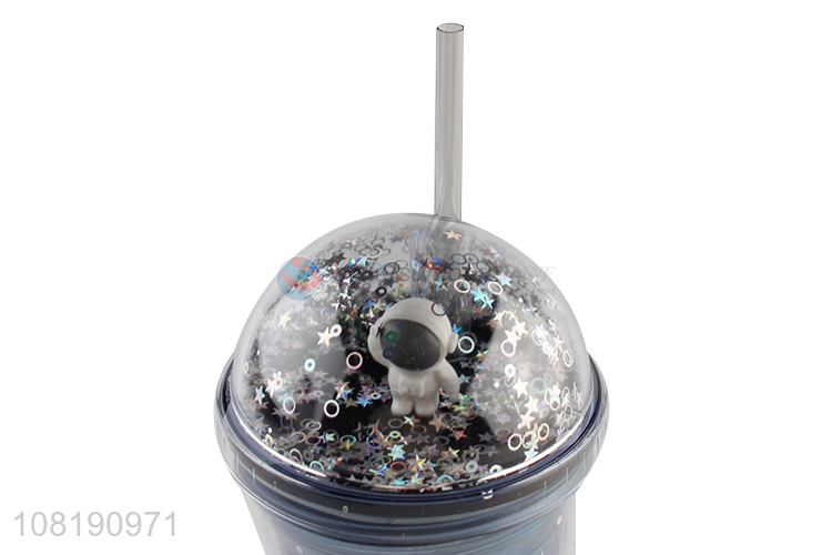 China supplier leakproof double wall plastic coffee tumbler with lid and straw