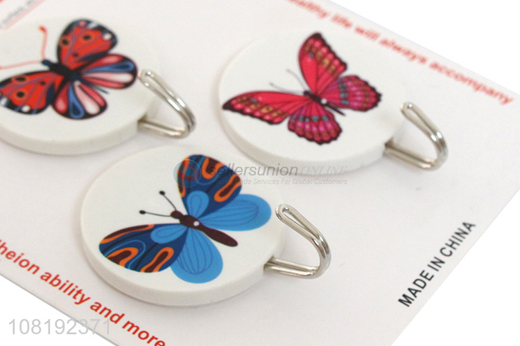 Good Price Butterfly Pattern Round Sticky Hook Wall Hooks