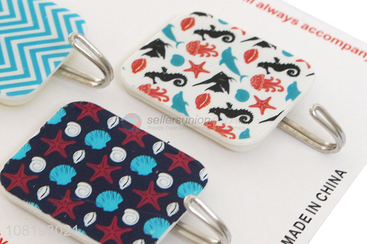 Fashion Printed Sticky Wall Hook Kitchen Adhesive Hooks
