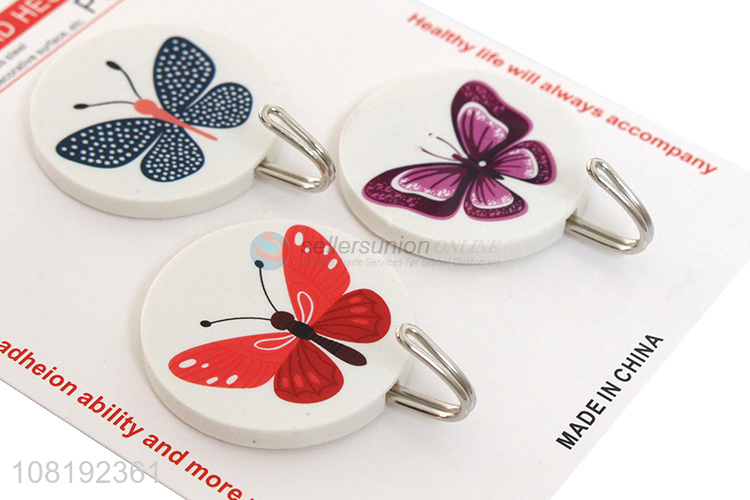 Custom Butterfly Pattern Round Sticky Hooks For Household