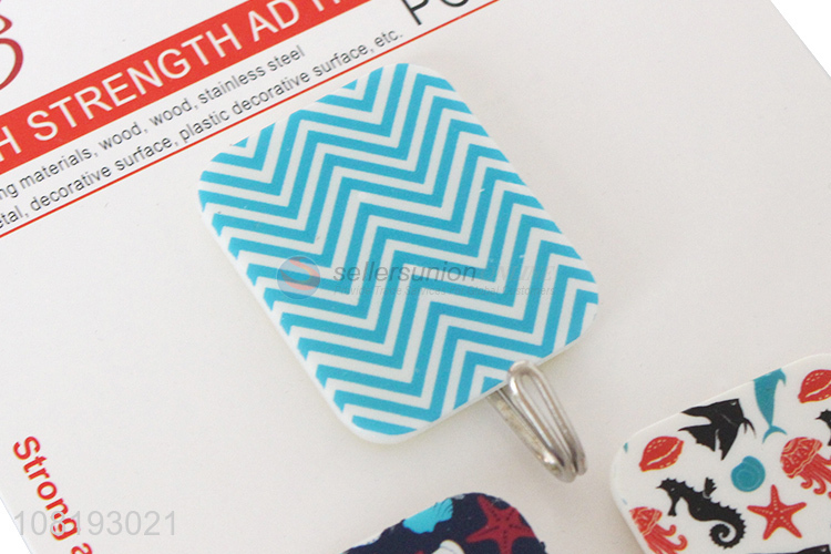 Fashion Printed Sticky Wall Hook Kitchen Adhesive Hooks