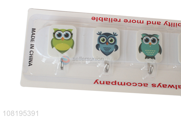 Low price plastic sticky hooks cartoon owl wall hooks