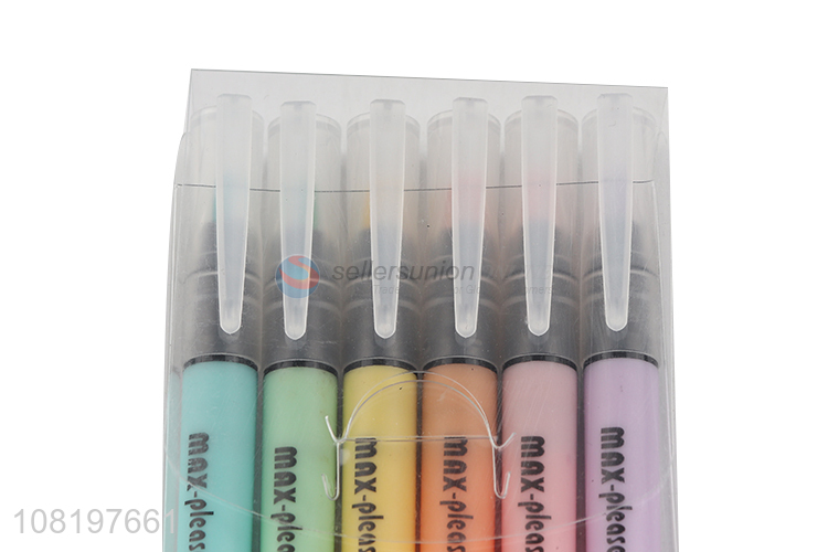 Hot selling 6 pieces macaron color highlighter pens school stationery