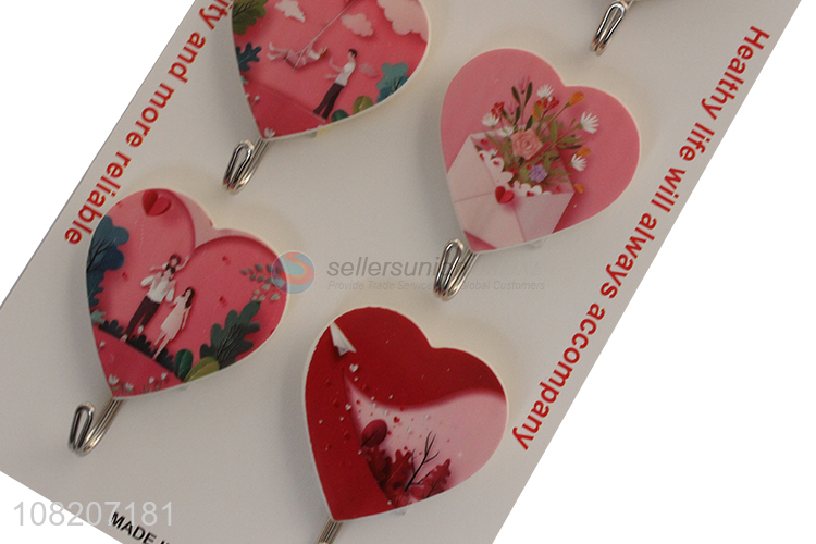 China wholesale heart shape plastic sticky hooks for wall