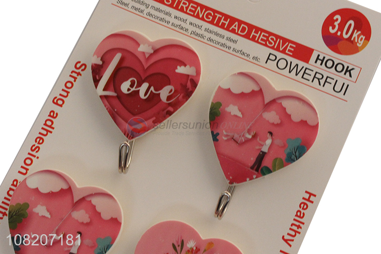 China wholesale heart shape plastic sticky hooks for wall