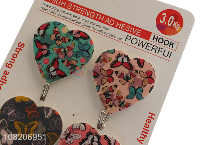 China factory heart shape plastic sticky hooks for household
