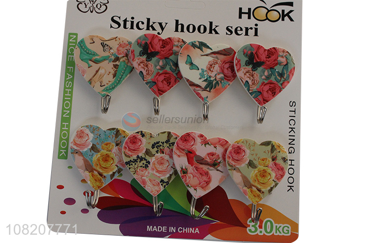 New products heart shape plastic sticky hooks for household