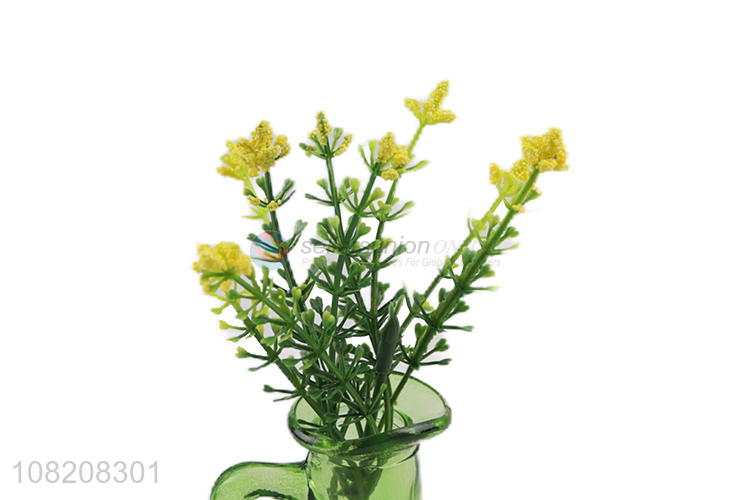 Wholesale glass flower vase with artificial plant for home decor