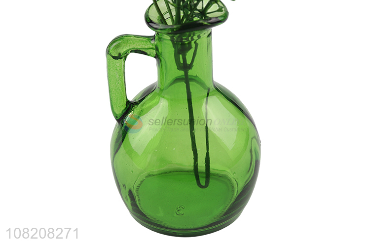 New arrival home table decoration glass vase with artificial plant