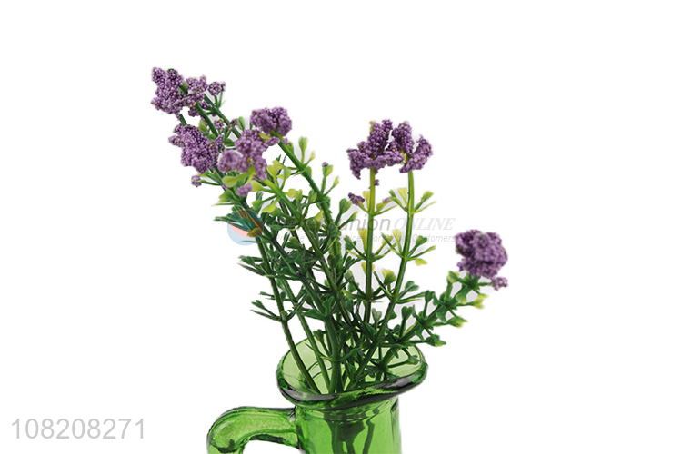 New arrival home table decoration glass vase with artificial plant