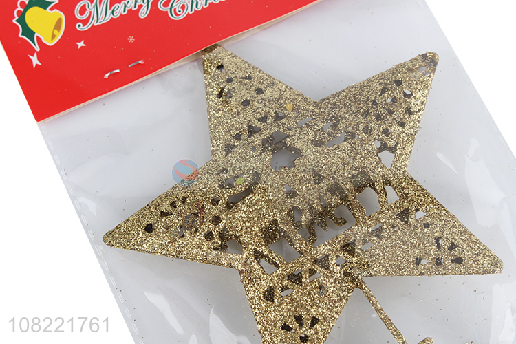 New Design Glitter Hollow Out Star For Christmas Tree Decoration