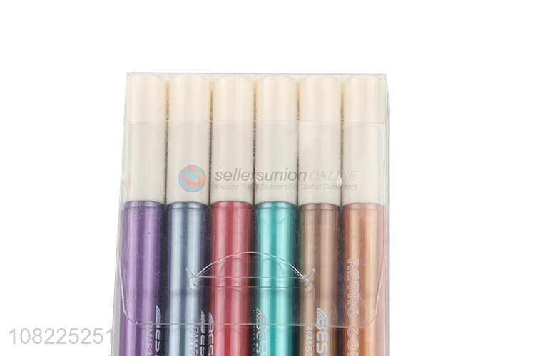 Good Quality 6 Pieces Retro Color 6 Colors Marker Pen Set