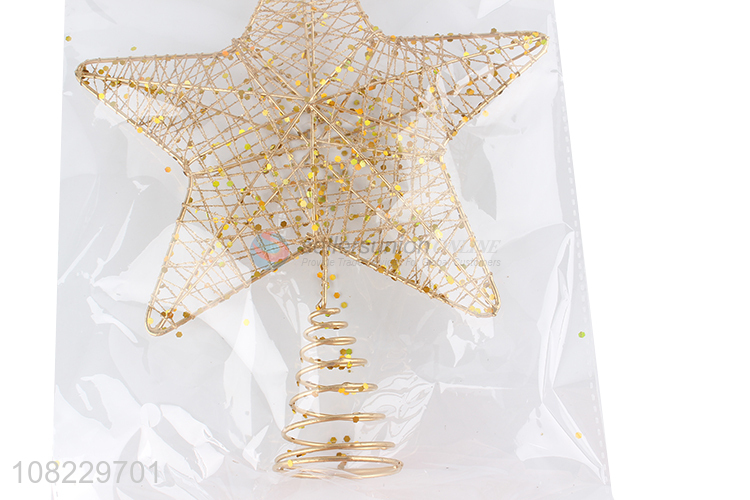 China imports gold glitter hollowed Christmas tree topper star