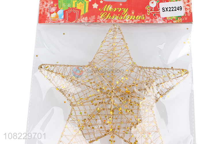 China imports gold glitter hollowed Christmas tree topper star