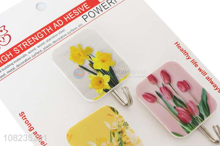 Wholesale 3 Pieces Flower Pattern Sticky Hooks Set