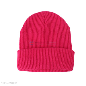 Hot sale bright color women girls winter hat ladies knitted beanies