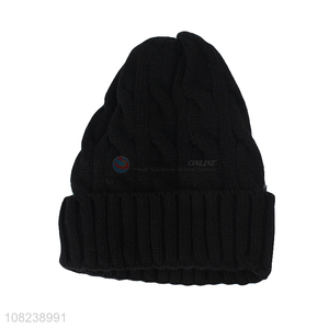 Wholesale men women chunky fleece lined winter beanie hat skull cap