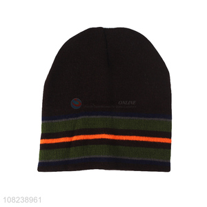 Wholesale men winter warm knitted ski skull cap cuffed beanie hat