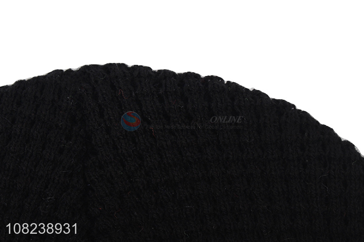 High quality trendy striped knitted hat cuffed beanie for men women