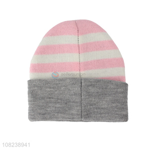 Good sale women girls striped winter hat knitted beanies skull cap