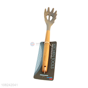 Yiwu Market Silicone Spaghetti Spoon with Bamboo Handle