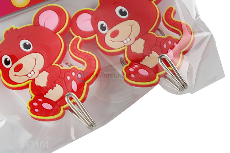 Good quality 2 pieces powerful plastic sticky hooks cartoon towel hooks