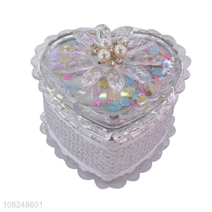 Factory direct sale heart shape girls jewelry storage box wholesale