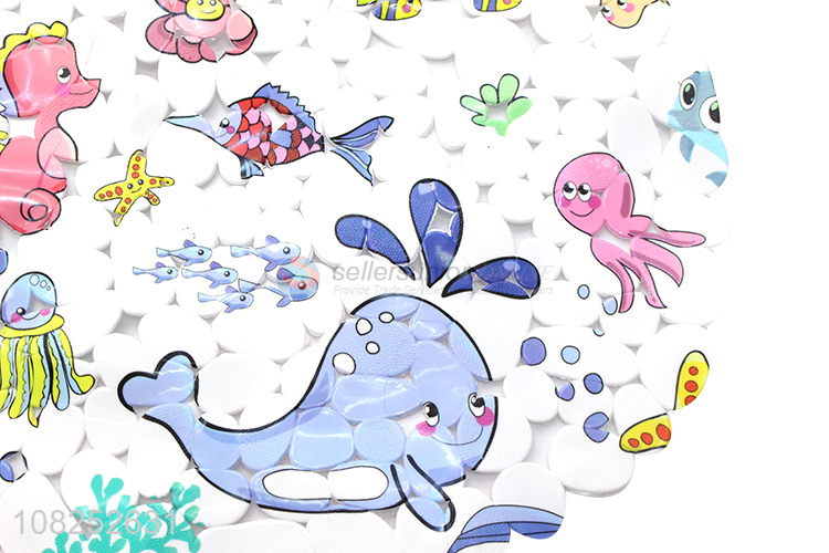New arrival sea animals printed pebble bath mat pvc shower mat