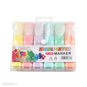 Hot selling macaron 6 color highlighters for students