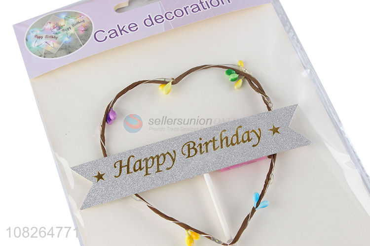 Factory wholesale heart shape happy birthday cake topper