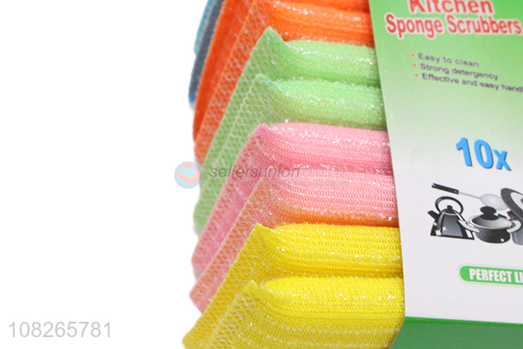 Best Sale 10 Pieces Sponge Scouring Pad Set For Kitchen