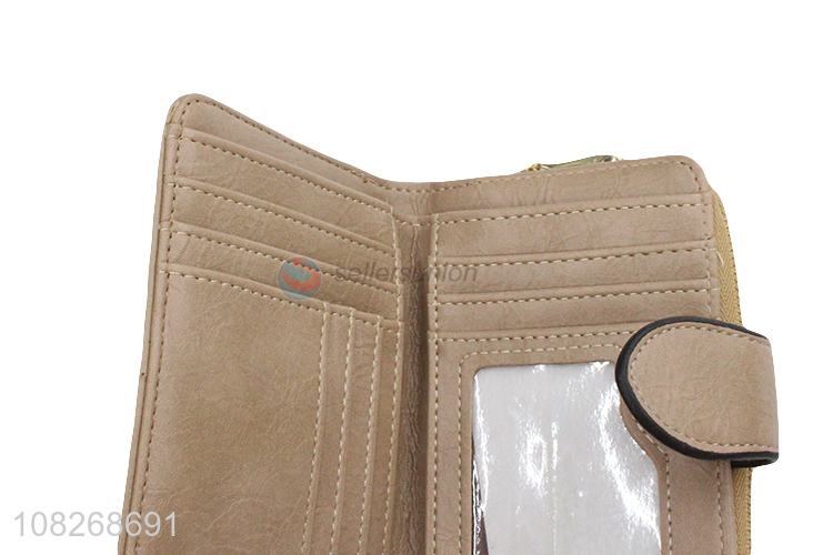 Best selling oil wax leather women wallet purse with zipper pocket