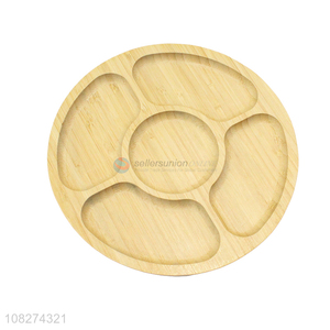 Factory price round bamboo snack plate food serving tray for restaurant