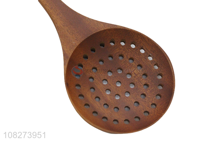 High quality wooden slotted spoon wooden slotted ladle for kitchen