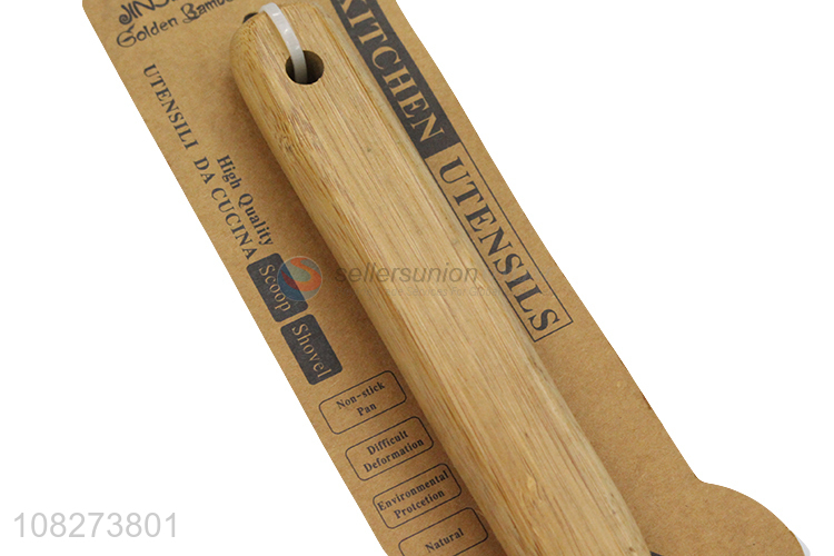 Wholesale natural bamboo slotted spoon bamboo cooking spoon for kitchen