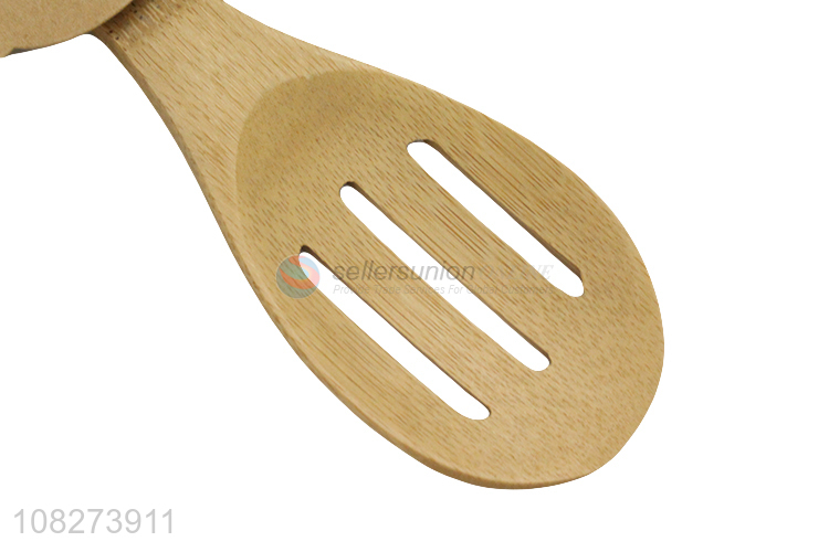 Low price durable eco-friendly bamboo slotted spoon with long handle