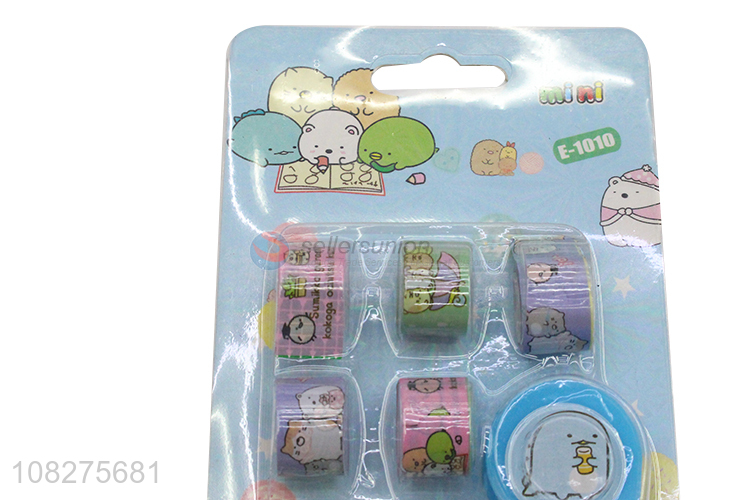 Cute Cartoon Washi Masking Tape With Tape Dispenser Set