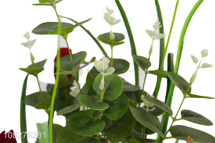 Hot sale realistic rose flowers artificial potted flowers for indoor decor