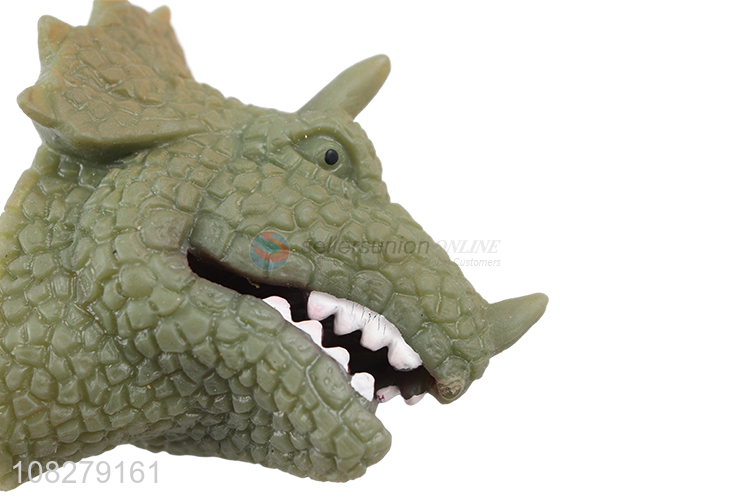 Hot selling realistic dinosaur hand puppet toys for kids toddlers