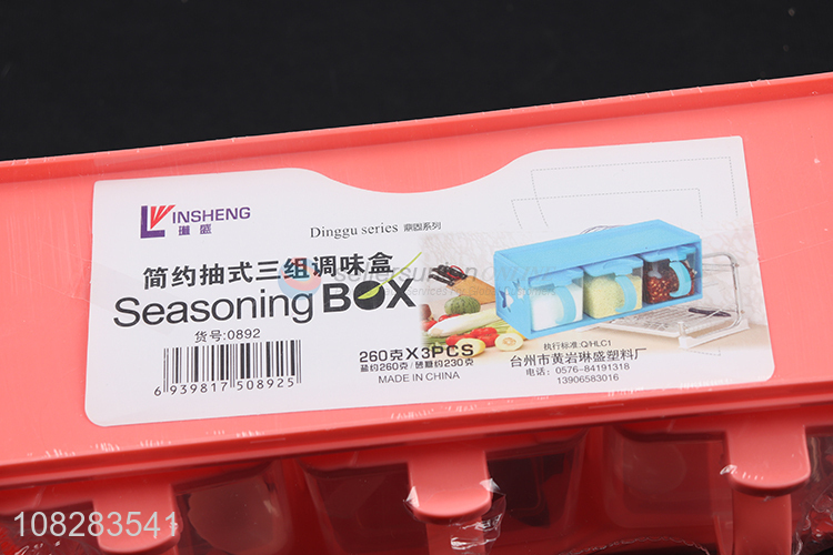 Yiwu supplier drawer-type 3 pieces condiment box set for kitchen