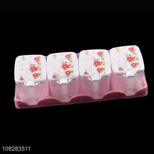 China supplier 4 pieces seasoning jar plastic condiment box set