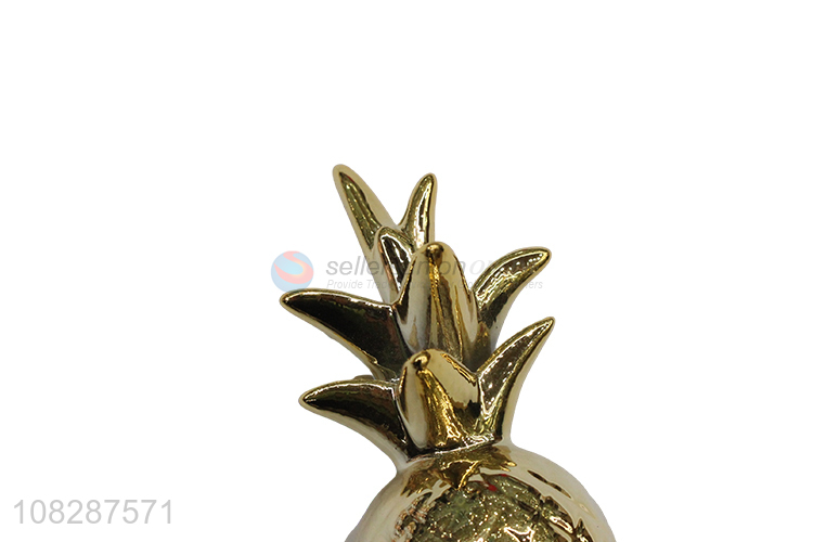 China supplier ceramic pineapple figurines metallic fruit statues